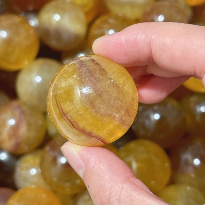 Cute Small Yellow Fluorite Spheres Wholesale
