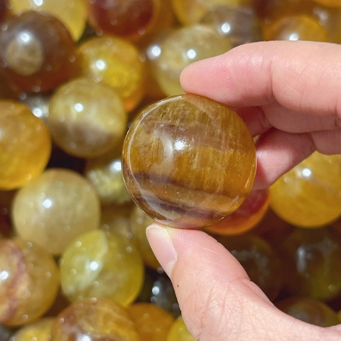 Cute Small Yellow Fluorite Spheres Wholesale