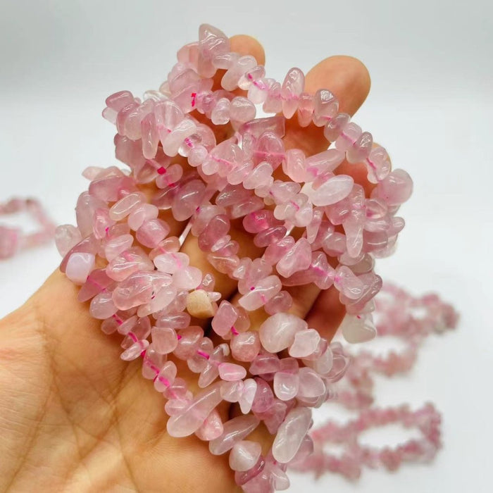Deep Pink Madagascar Rose Quartz Chip Bracelet Wholesale