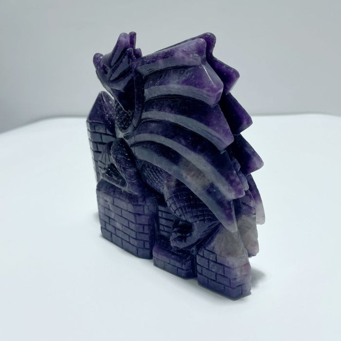 Deep Purple Lepidolite Flying Dragon Carving