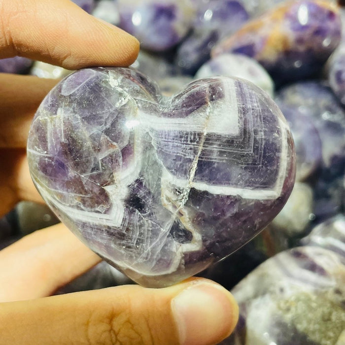 Chevron Amethyst Heart Crystals Wholesale