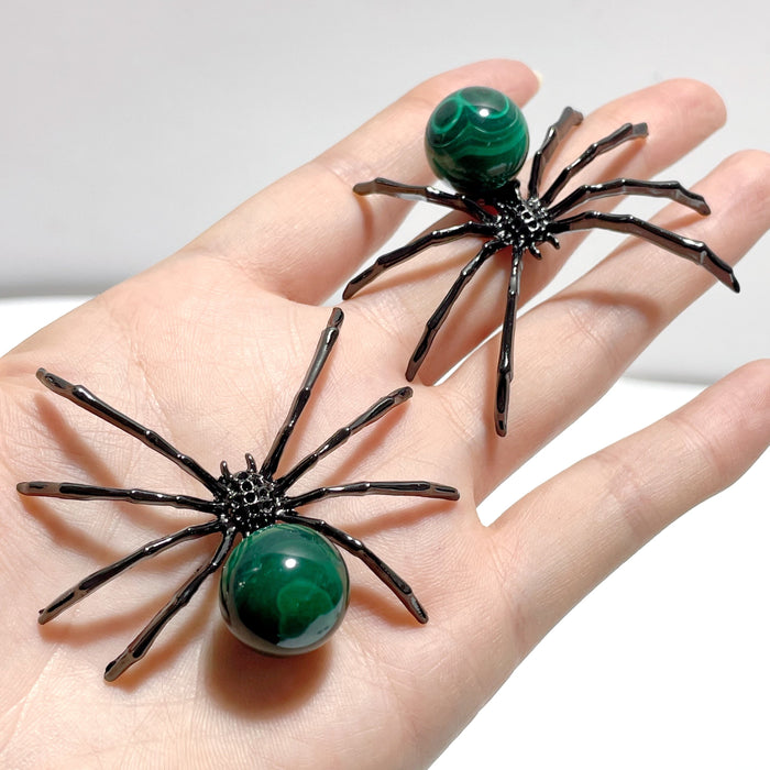 Malachite Sphere Spider Ornament Handmade Alloy Spider Wholesale