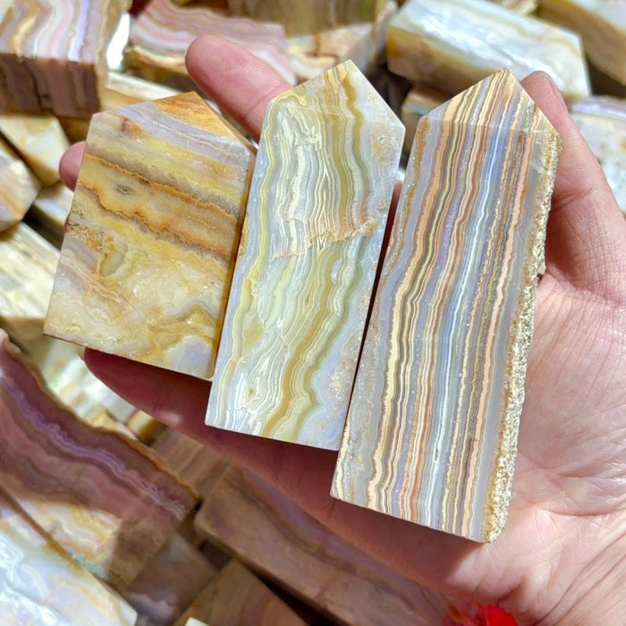 Fat Yellow Agate Four-Sided Tower Points Wholesale
