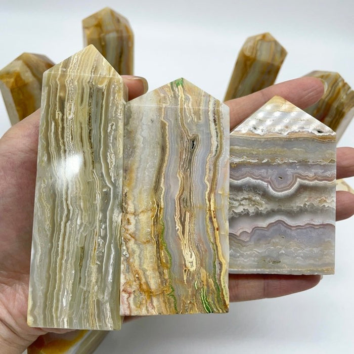 Fat Yellow Agate Four-Sided Tower Points Wholesale