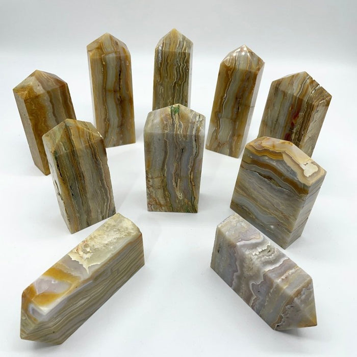 Fat Yellow Agate Four-Sided Tower Points Wholesale