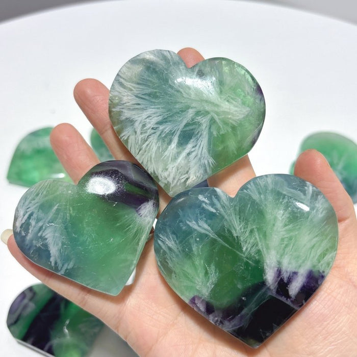 Feather Fluorite Heart Wholesale(with crack)