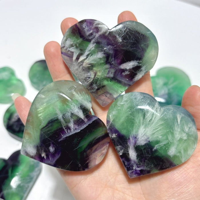 Feather Fluorite Heart Wholesale(with crack)