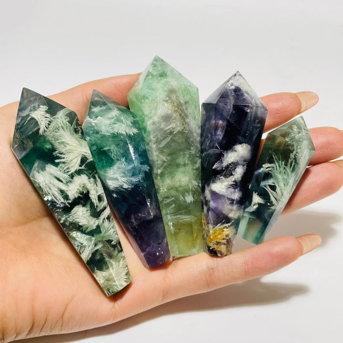 Feather Fluorite Scepter Point Magic Wand Wholesale 2.3-4inch