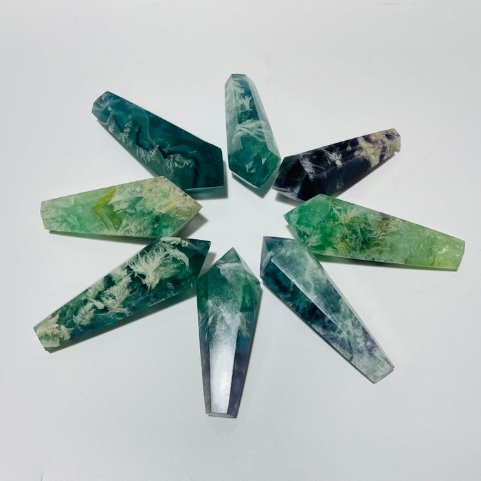 Feather Fluorite Scepter Point Magic Wand Wholesale 2.3-4inch