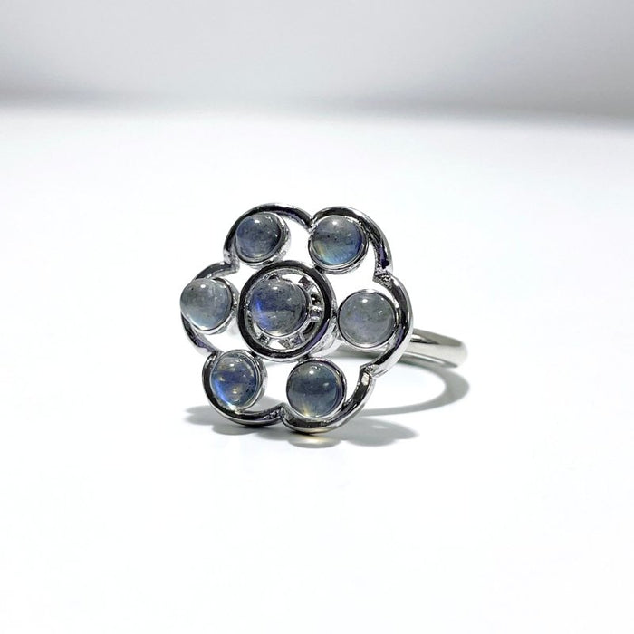 Flower Shape Labradorite Rotatable Ring Crystal Wholesale