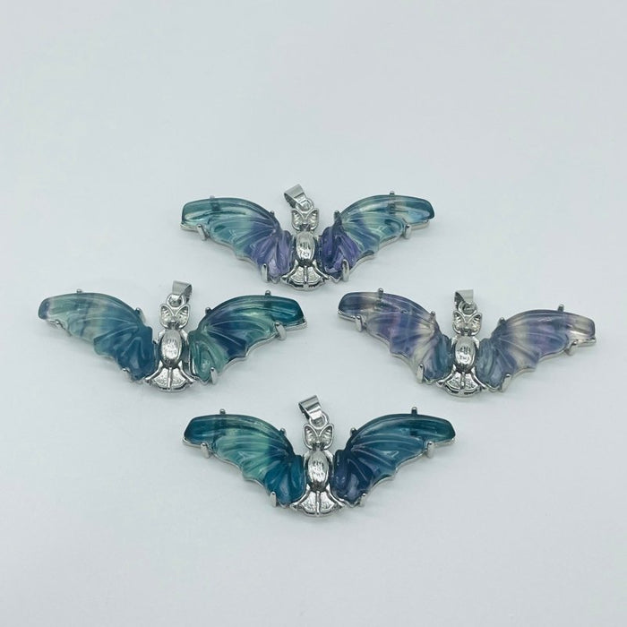 Fluorite Bat Carving Pendant Halloween Stone Bat Wholesale