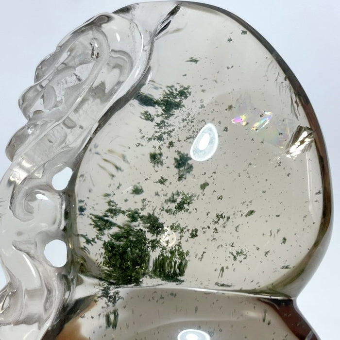 Garden Quartz Gourd With Dragon Crystal Carving