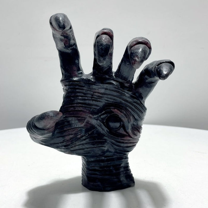 Garnet Mixed Astrophyllite Witchcore Demon Hand Carving