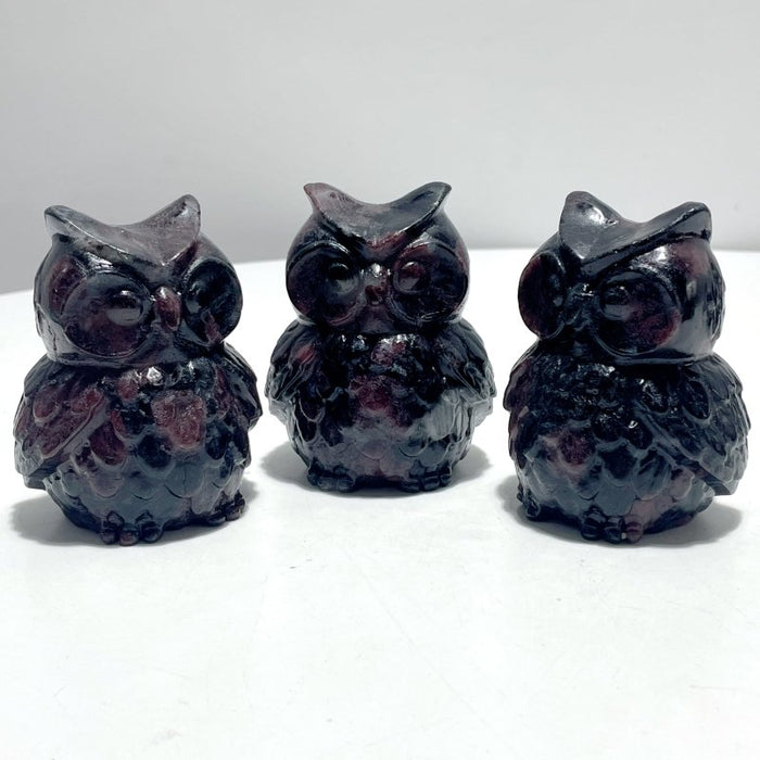 Garnet Owl Carving Wholesale