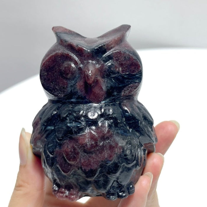 Garnet Owl Carving Wholesale