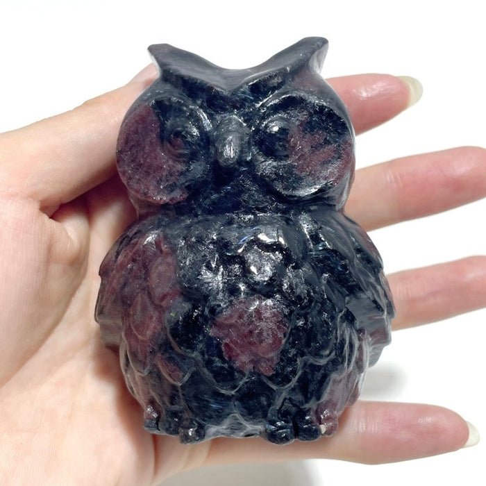 Garnet Owl Carving Wholesale
