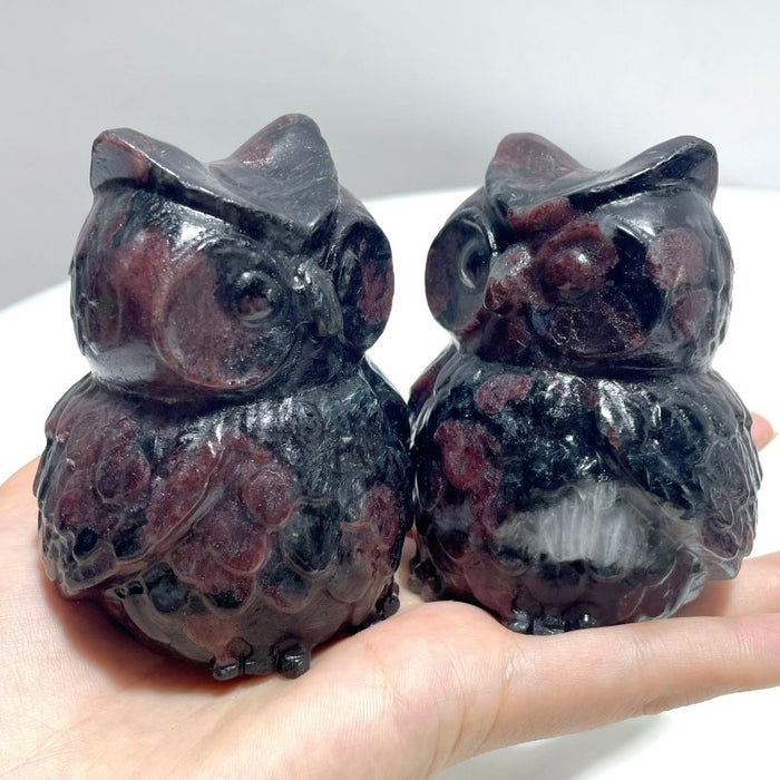 Garnet Owl Carving Wholesale