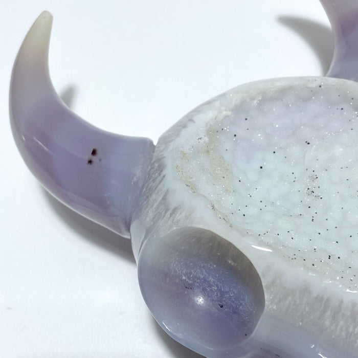 Large Geode Druzy Agate Demon Sheep Head Carving