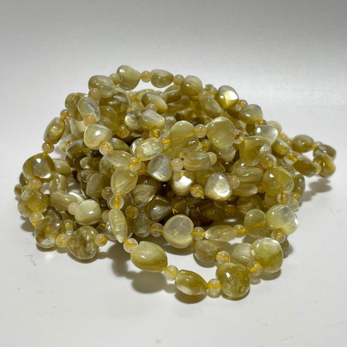 Gold Mica Heart With Gold Rutile Bead Bracelet Wholesale