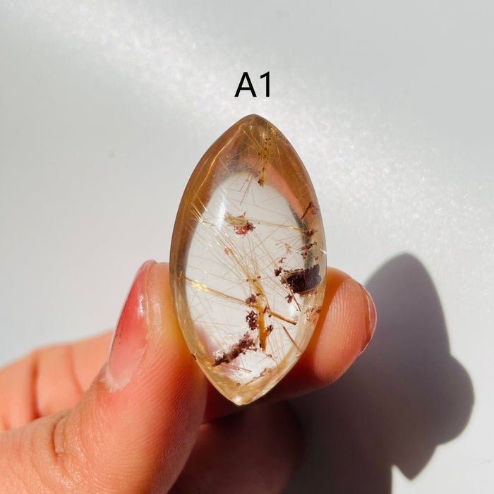 Gold Rutile Quartz Marquise Shape For Jewelry Making DIY Pendant