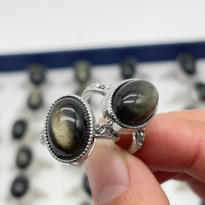 Gold Sheen Obsidian Ring Wholesale