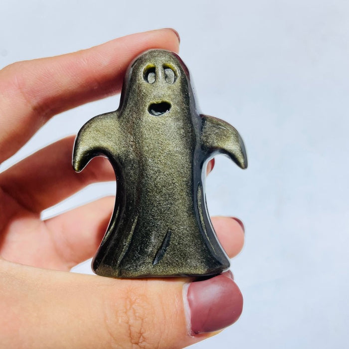 Gold Sheen & Silver Sheen Obsidian Ghost Carving Wholesale