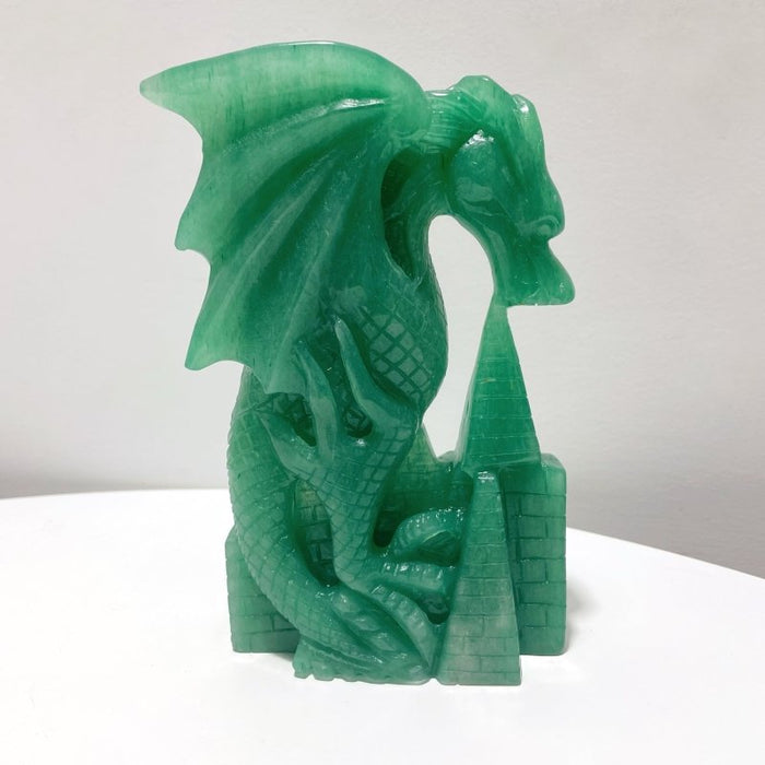 Green Aventurine Dragon Castle Carving