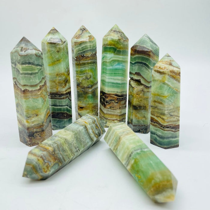 Green Onyx Stripe Points Tower Wholesale