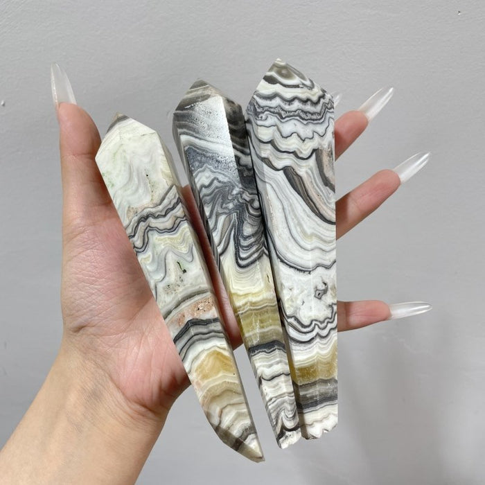 Grey Yellow Calcite Point Magic Wand Scepter Wholesale