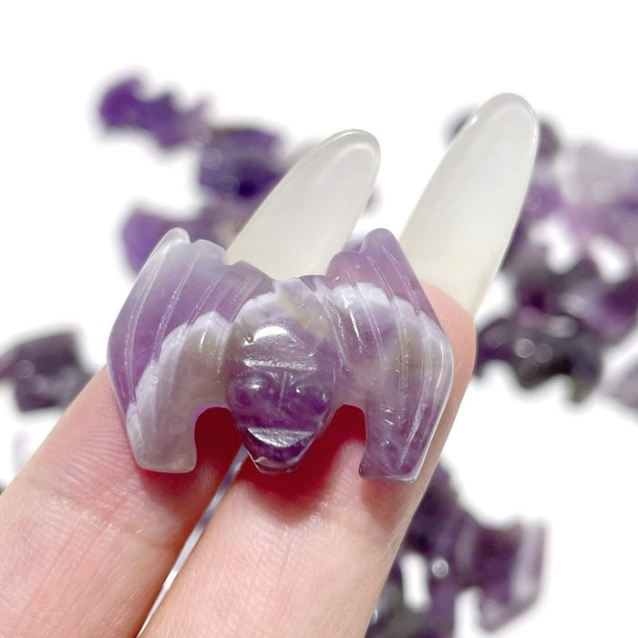 Halloween Mini Chevron Amethyst Bat Carving Wholesale