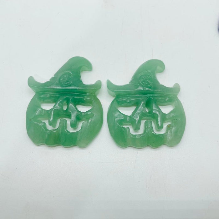 Halloween Pumpkin Wizard Lepidolite Green Aventurine Carving Wholesale