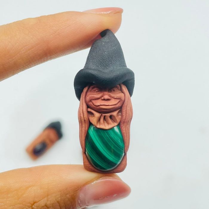 Handmade Clay Witch Pendant Wholesale Labradorite Amethyst Agate
