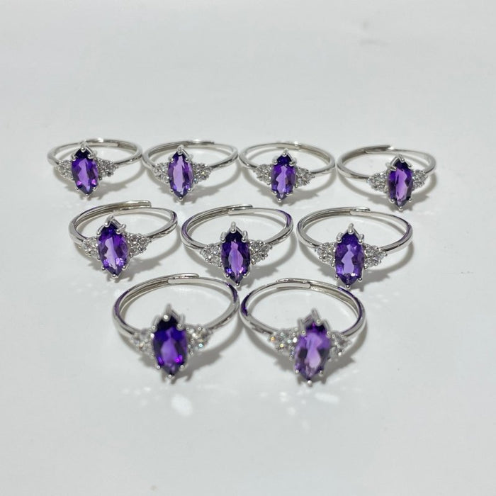 High Quality Amethyst Cut Faceted S925 Sterling Silver Ring Wholesale