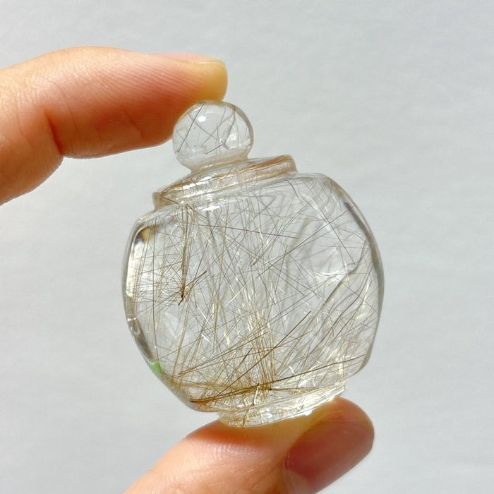 High Quality Bottle Shape Clear Golden Rutile Quartz