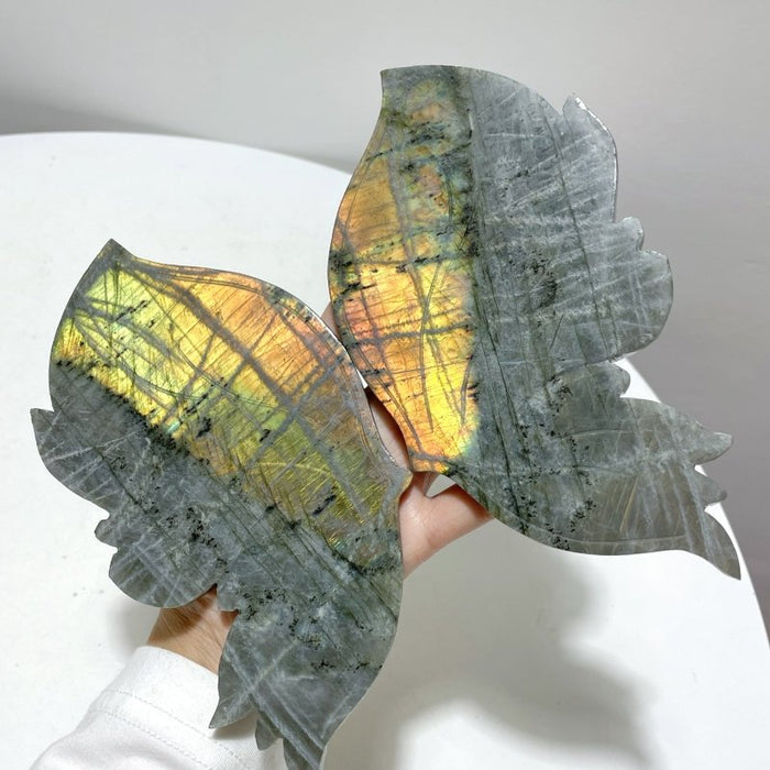 Labradorite Butterfly Wing Carving With Stand