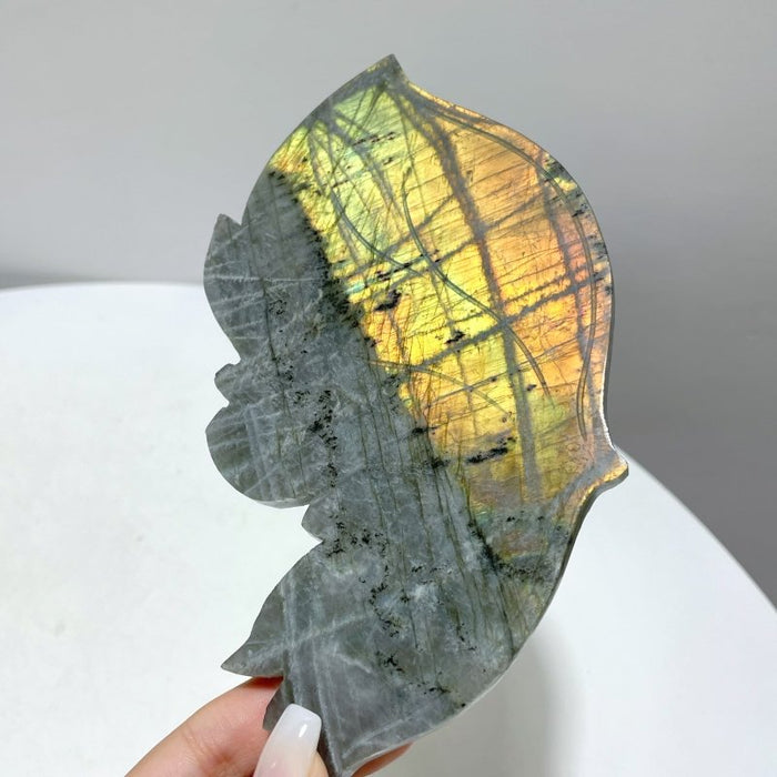 Labradorite Butterfly Wing Carving With Stand
