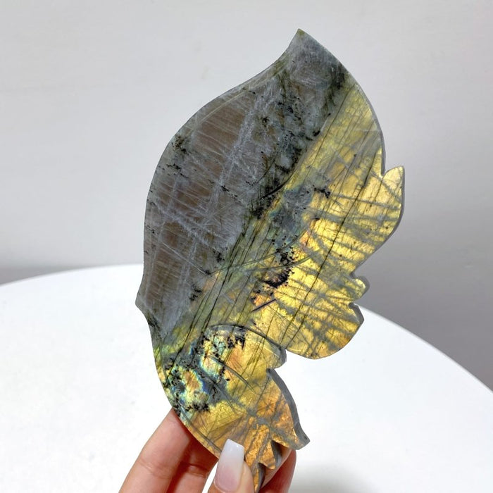 Labradorite Butterfly Wing Carving With Stand
