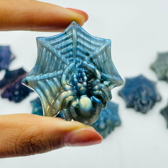 Labradorite Fluorite Spider Carving Wholesale