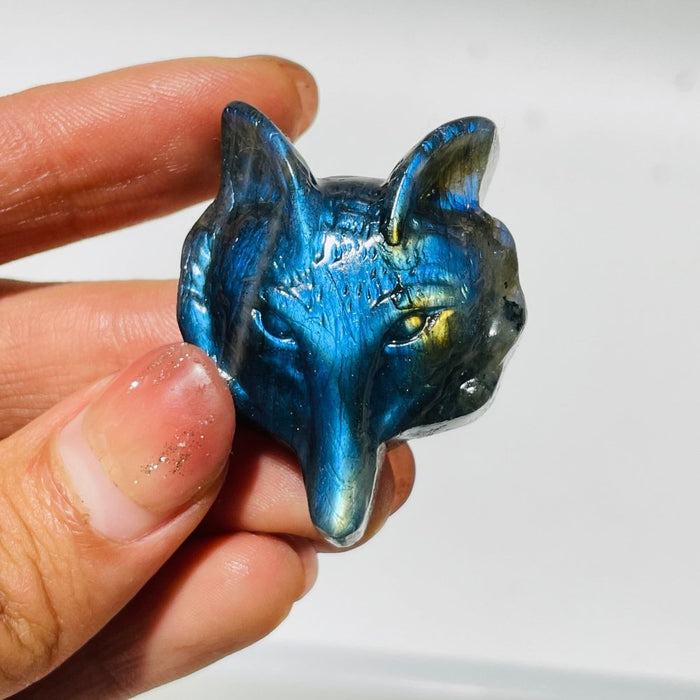 Labradorite Fox Head Carving Wholesale