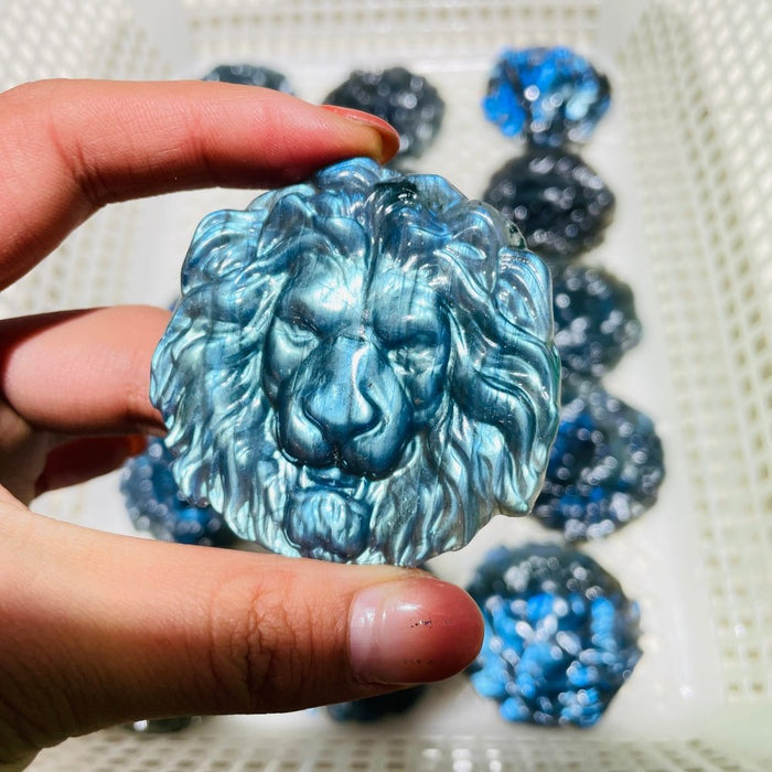 Labradorite Lion Head Carving Wholesale