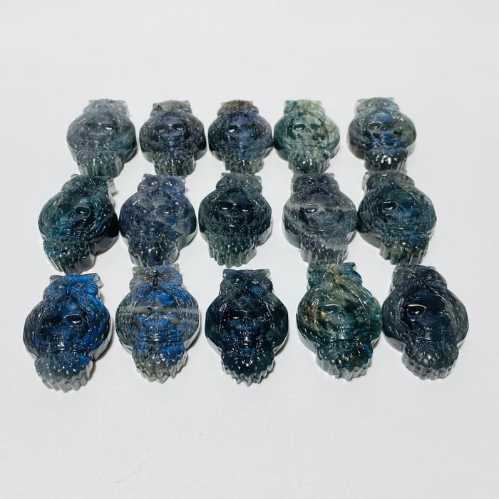 Labradorite Owl Skull Carving Wholesale