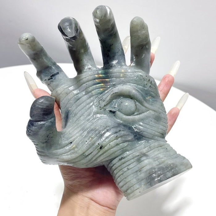 Labradorite Witchcore Demon Hand Carving