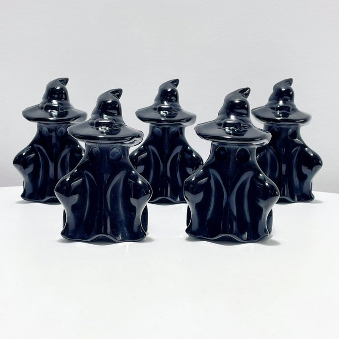 Large 10cm Mirror-like Polishing Obsidian Wizard Ghost Halloween Carving Wholesale