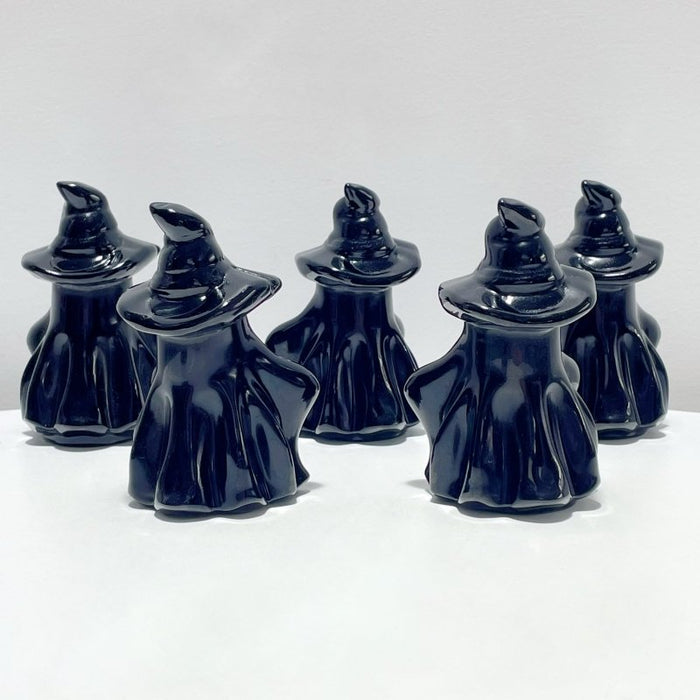 Large 10cm Mirror-like Polishing Obsidian Wizard Ghost Halloween Carving Wholesale