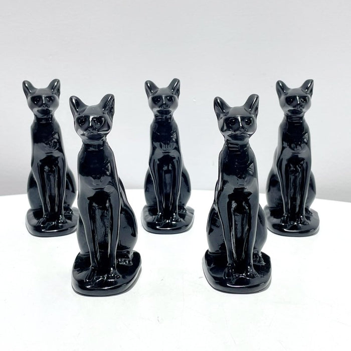 Large 4inch Black Obsidian Sphynx Cat Carving Wholesale