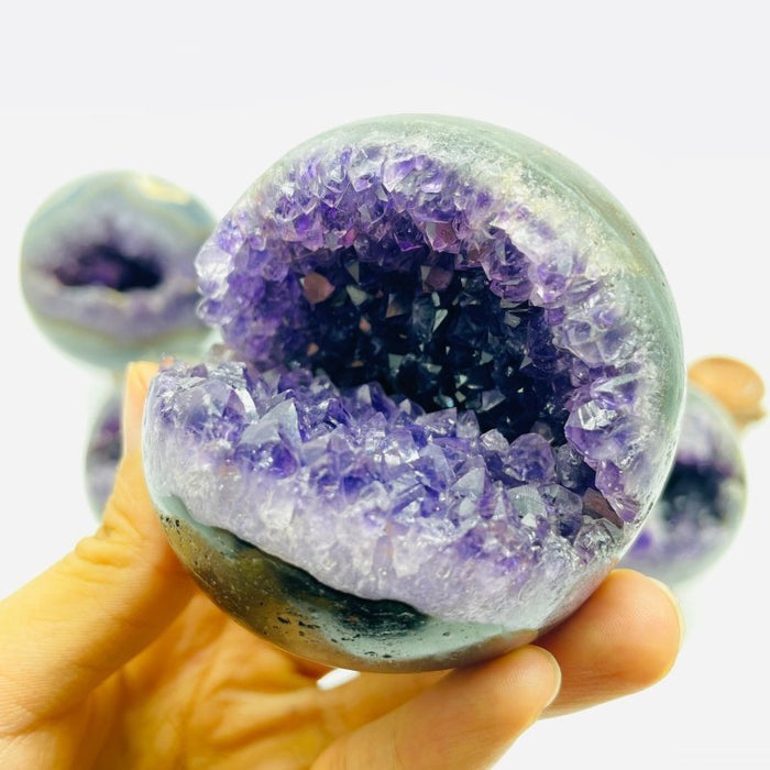 7 Pieces Amethyst Druzy Geode Cluster Spheres
