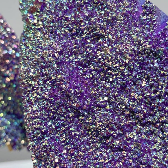 Large Aura Quartz Cluster Angel Wing Carving With Stand