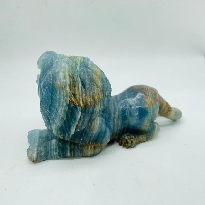 Large Blue Onyx Lion Carving
