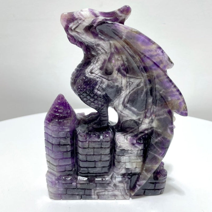 Large Chevron Amethyst Dragon Castle Carving