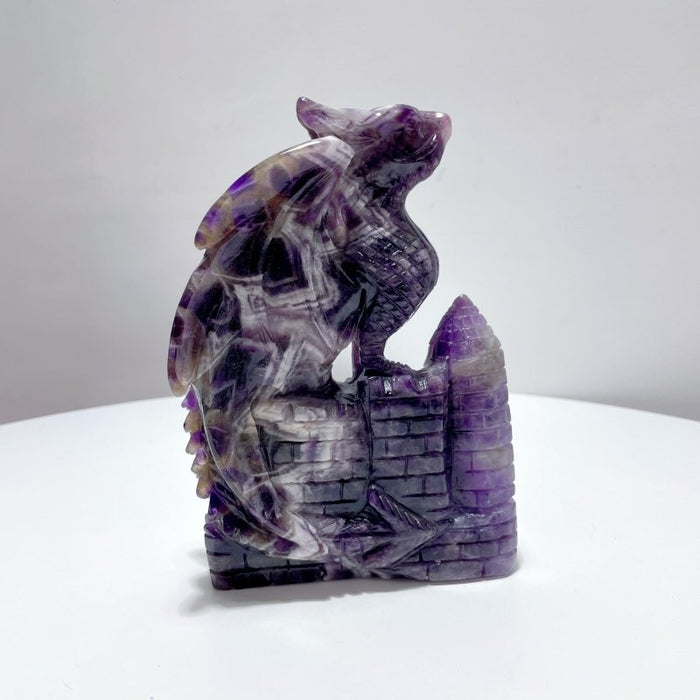 Large Chevron Amethyst Dragon Castle Carving